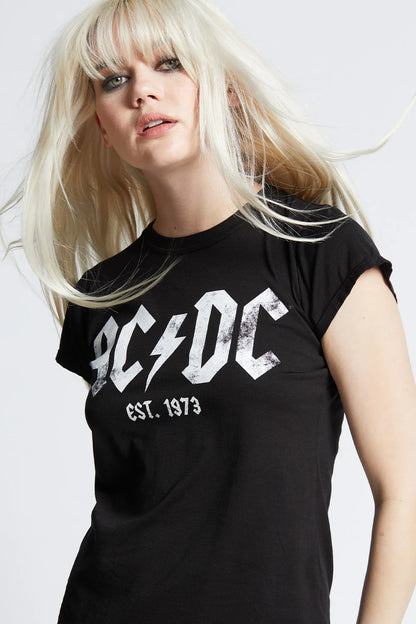RECYCLED KARMA the AC/DC 1973 Black Baby Tee