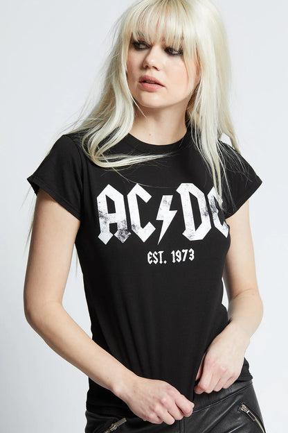 RECYCLED KARMA the AC/DC 1973 Black Baby Tee
