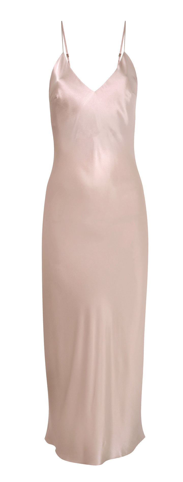 Sophia Midi Silk Slip Dress In Pink Champagne