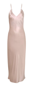 Sophia Midi Silk Slip Dress In Pink Champagne