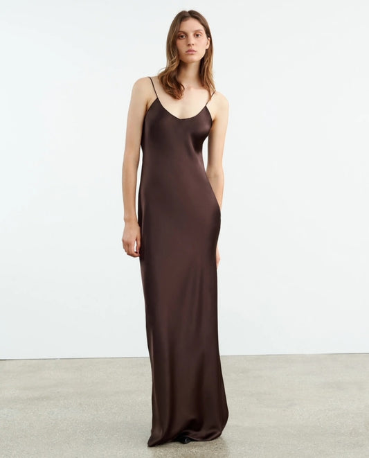 NILI LOTAN CAMI SILK GOWN In Oxblood