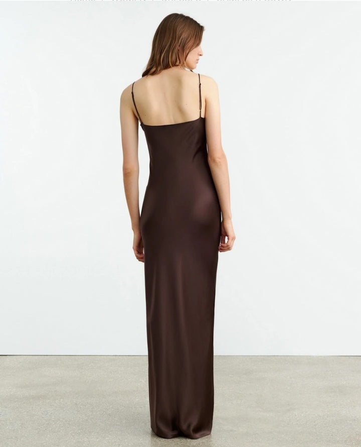 NILI LOTAN CAMI SILK GOWN In Oxblood