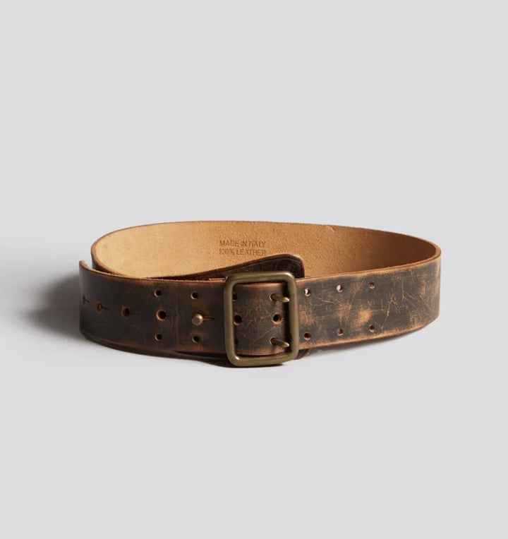 R13 MILITARY DOUBLE PRONG BROWN BELT