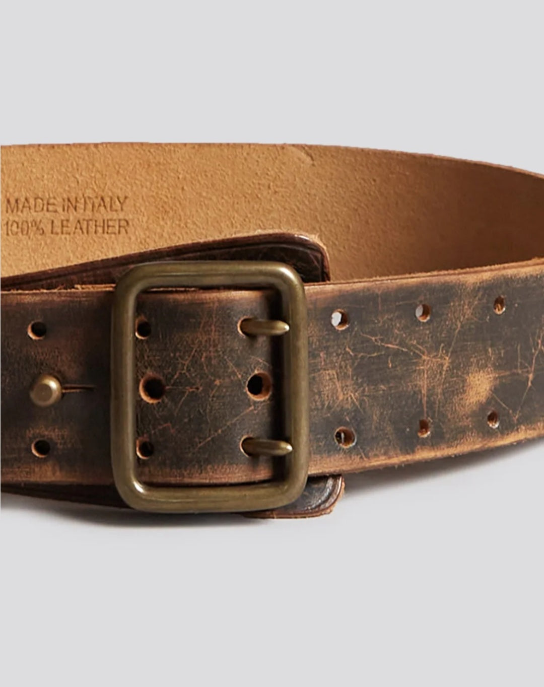 R13 MILITARY DOUBLE PRONG BROWN BELT