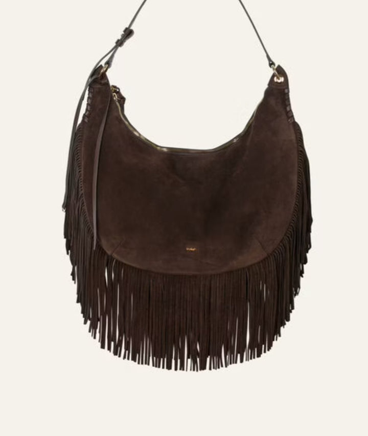 BA&SH SWING XL fringed bag Chocolate