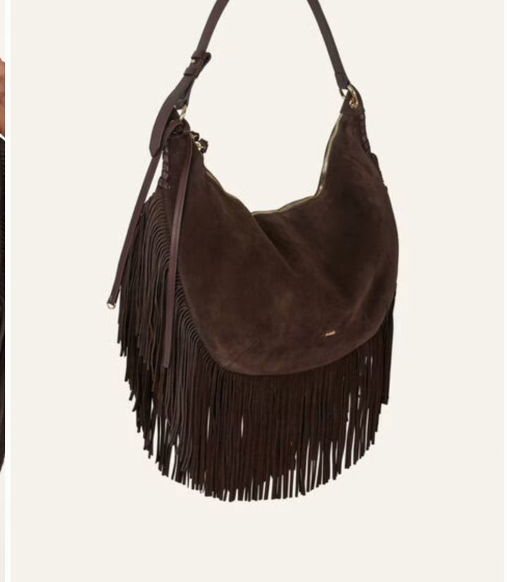 BA&SH SWING XL fringed bag Chocolate