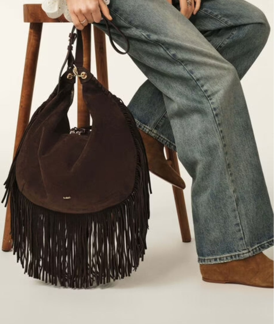 BA&SH SWING XL fringed bag Chocolate