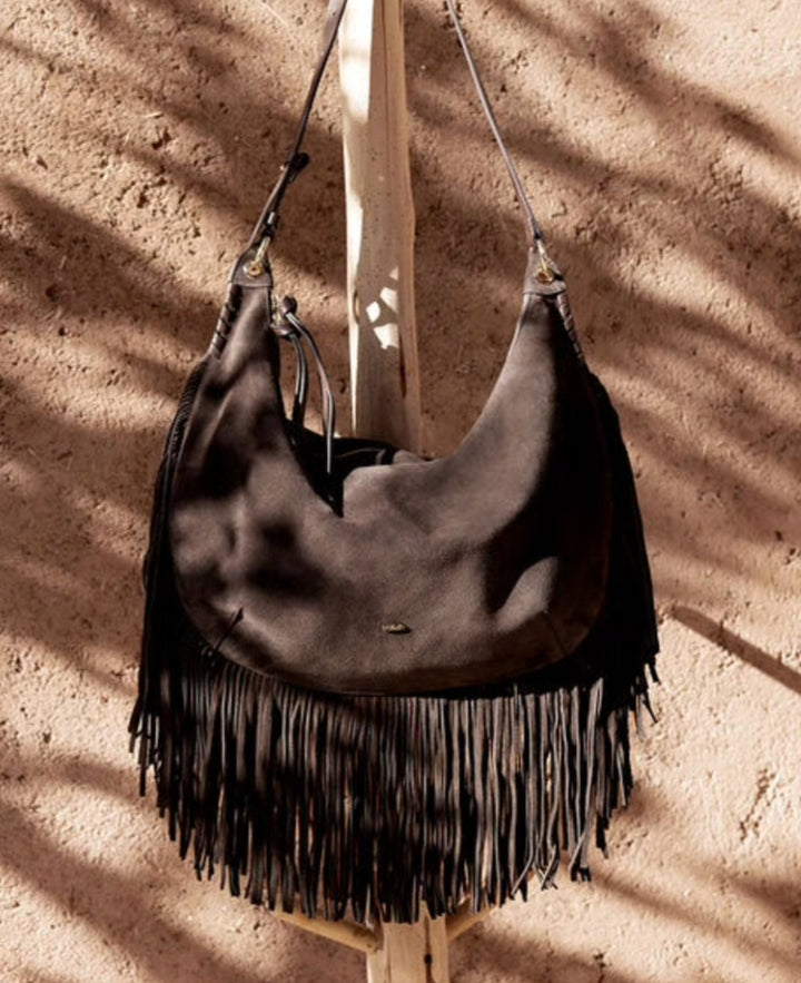 BA&SH SWING XL fringed bag Chocolate