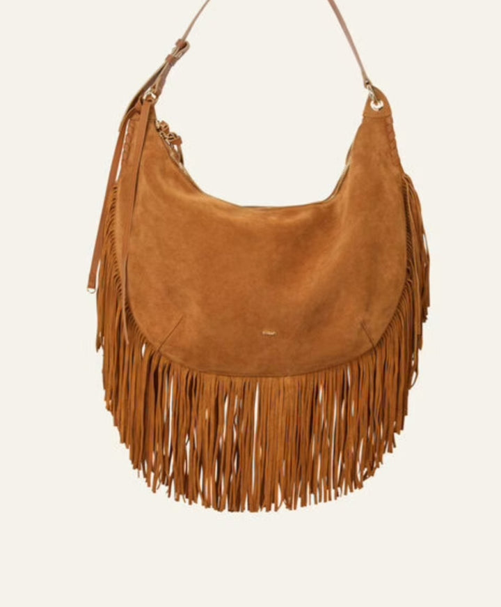 BA&SH SWING XL fringed bag Camel