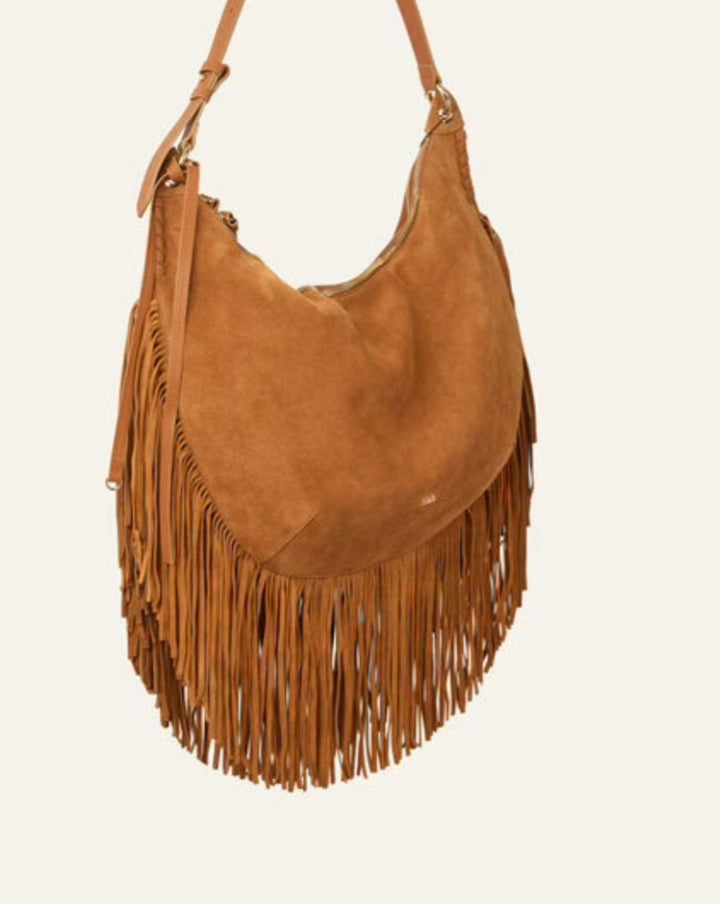 BA&SH SWING XL fringed bag Camel