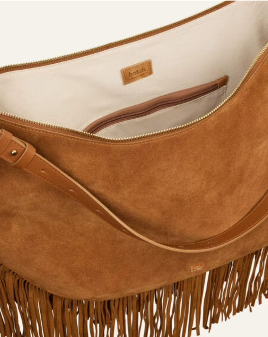 BA&SH SWING XL fringed bag Camel