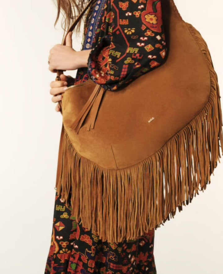 BA&SH SWING XL fringed bag Camel