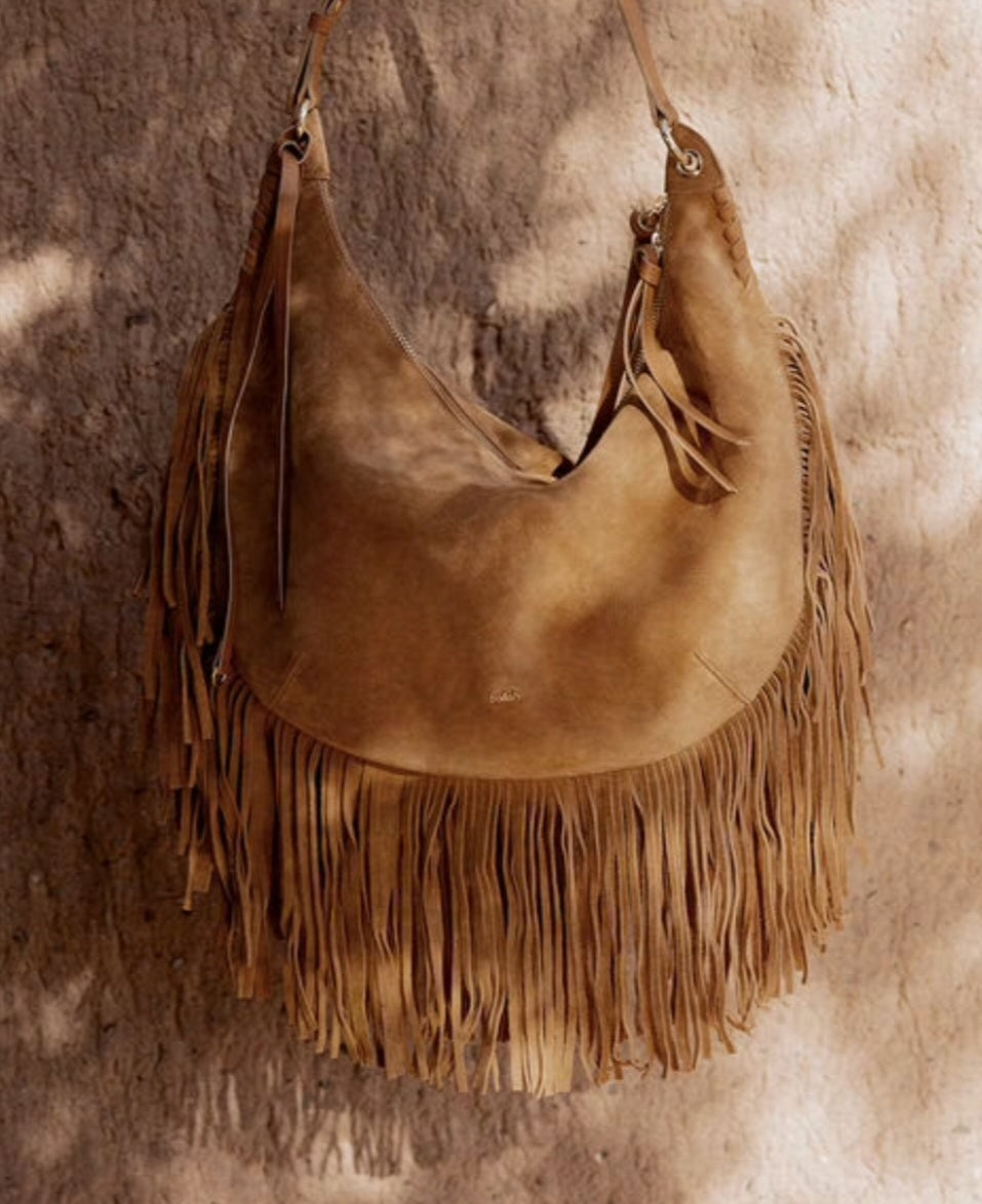 BA&SH SWING XL fringed bag Camel