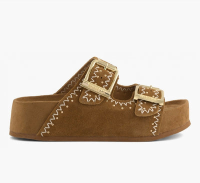 COLORS OF CALIFORNIA DUNE Suede platform with rhinestones