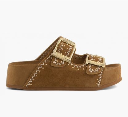 COLORS OF CALIFORNIA DUNE Suede platform with rhinestones