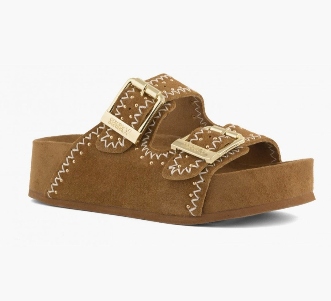 COLORS OF CALIFORNIA DUNE Suede platform with rhinestones