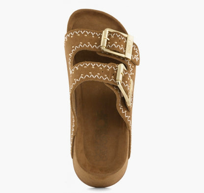 COLORS OF CALIFORNIA DUNE Suede platform with rhinestones