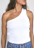 PWT One Shoulder Tank In White