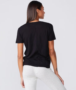 Monrow Super Fine Jersey Fitted V Neck Tee In Black