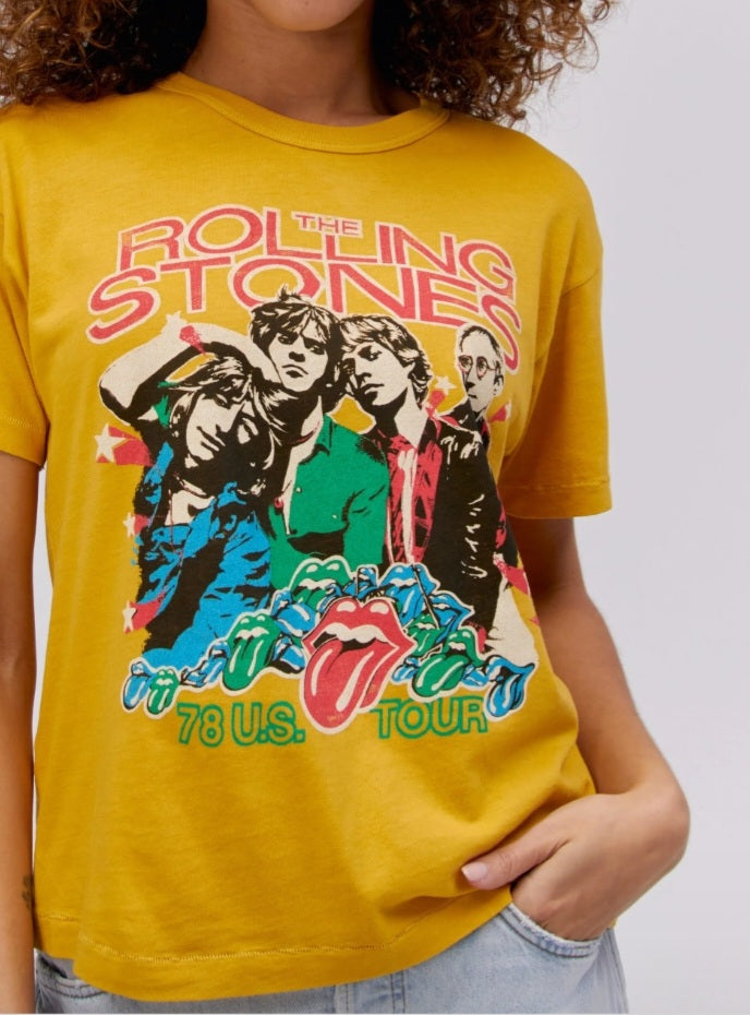 DAYDREAMER Rolling Stones Tee In Golden Yellow