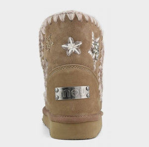 MOU Eskimo 18 Wool Stars And Rhinestones Boots In Pink Brown