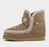 MOU Eskimo 18 Wool Stars And Rhinestones Boots In Pink Brown