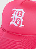 R13 Trucker Hat In Fuchsia Pink And White