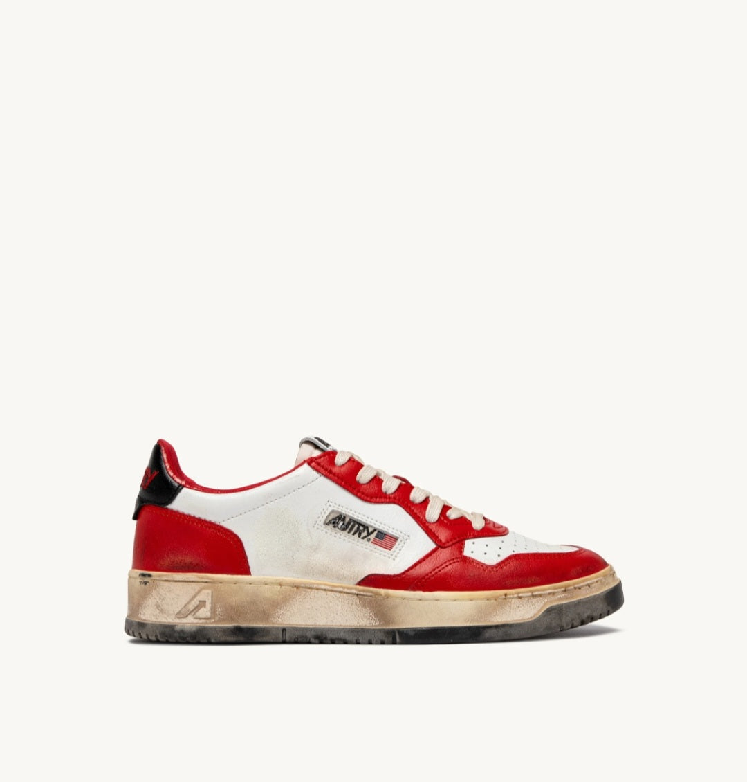 AUTRY Super Vintage Sneakers In Red, White And Black Leather