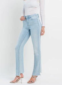 High Rise Distressed Hem Bootcut Jeans