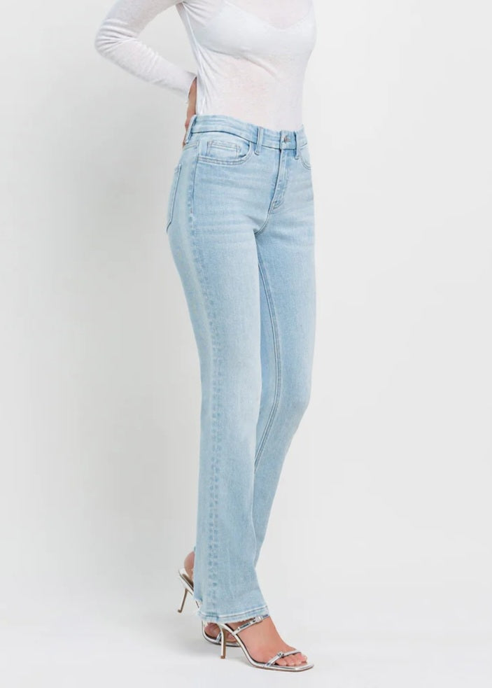 High Rise Distressed Hem Bootcut Jeans