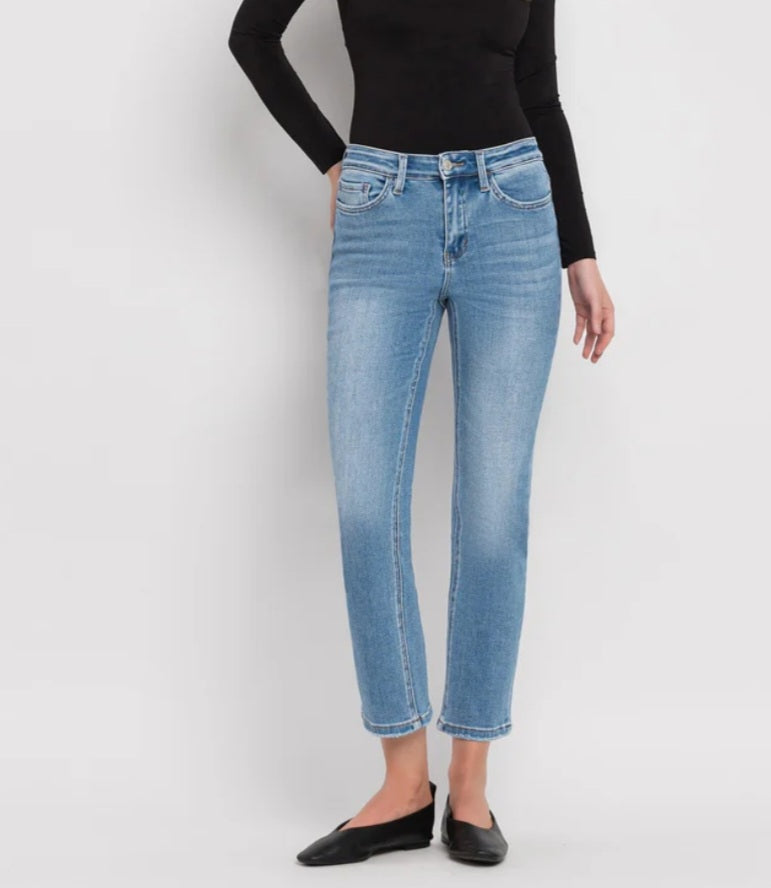 High Rise Cropped Slim Straight Jeans