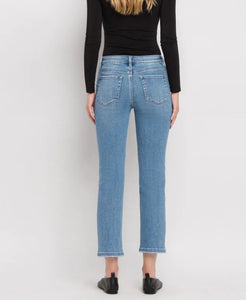 High Rise Cropped Slim Straight Jeans