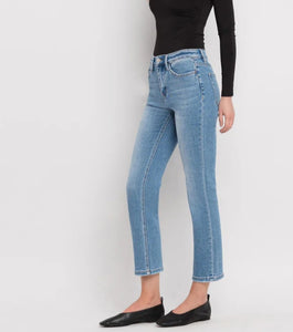 High Rise Cropped Slim Straight Jeans