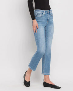 High Rise Cropped Slim Straight Jeans