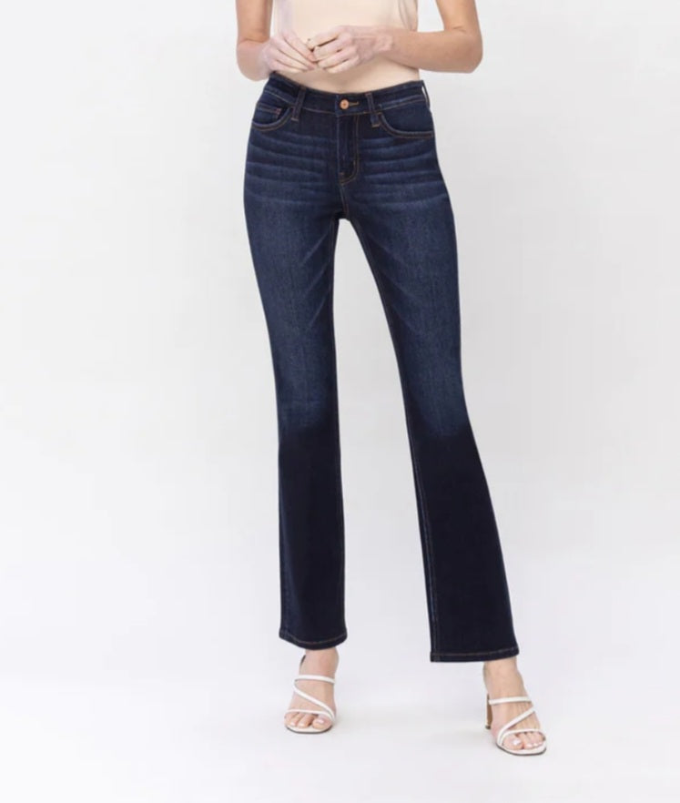 Mid Rise Bootcut Jeans In Dark Wash