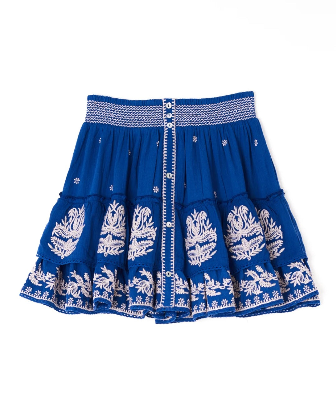 MABE Mina Embroidered Mini Skirt Blue