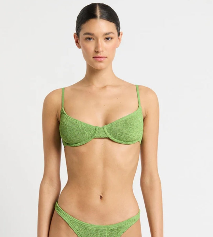 BOND EYE Gracie Balconette Top In Matcha Palm