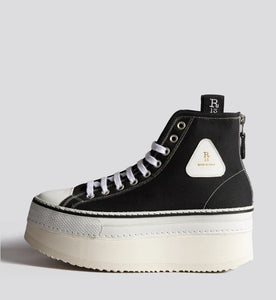 R13 Courtney Platform High Top Sneaker In Black