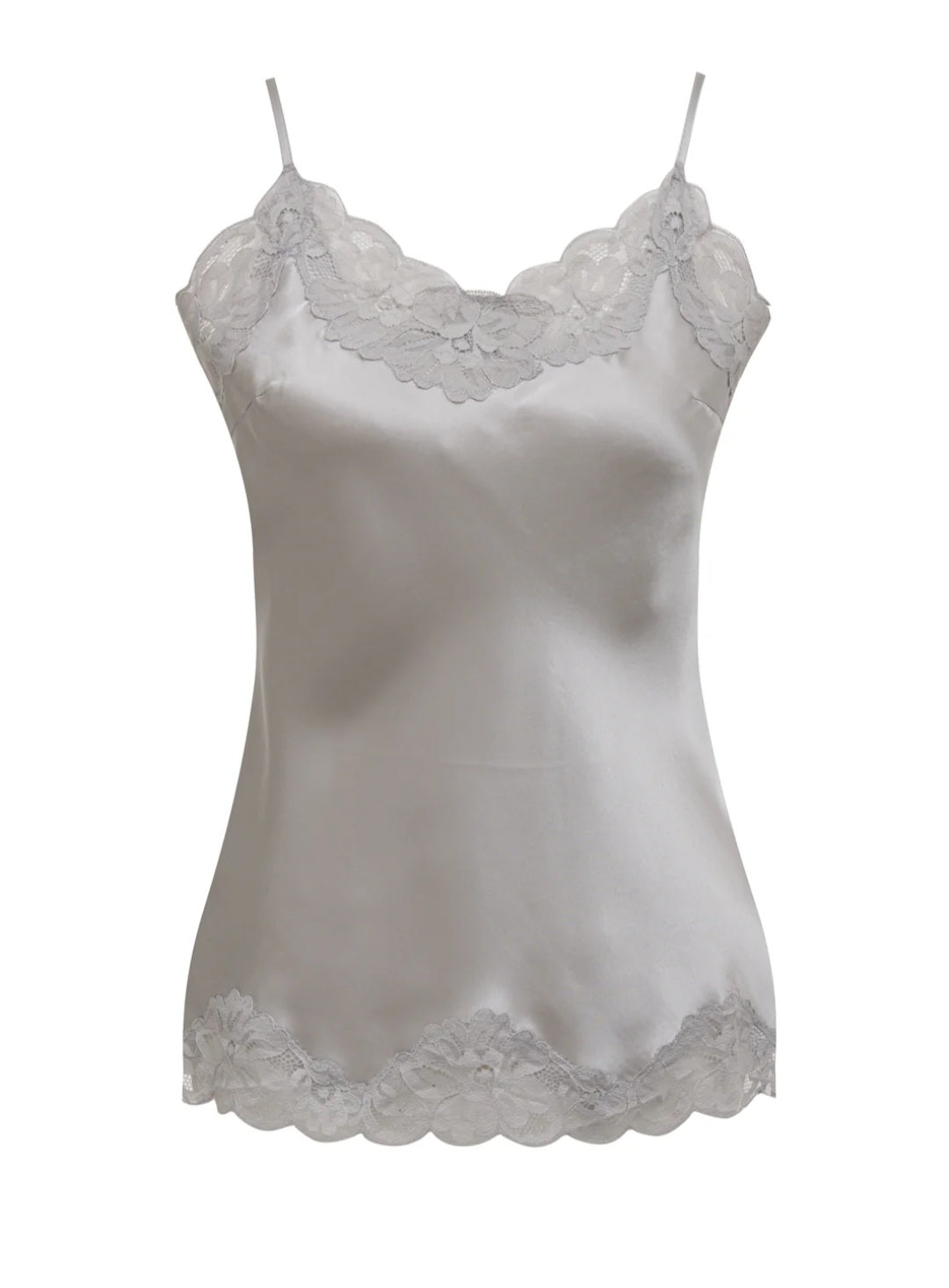 GOLD HAWK Floral Lace Cami In Ice Grey