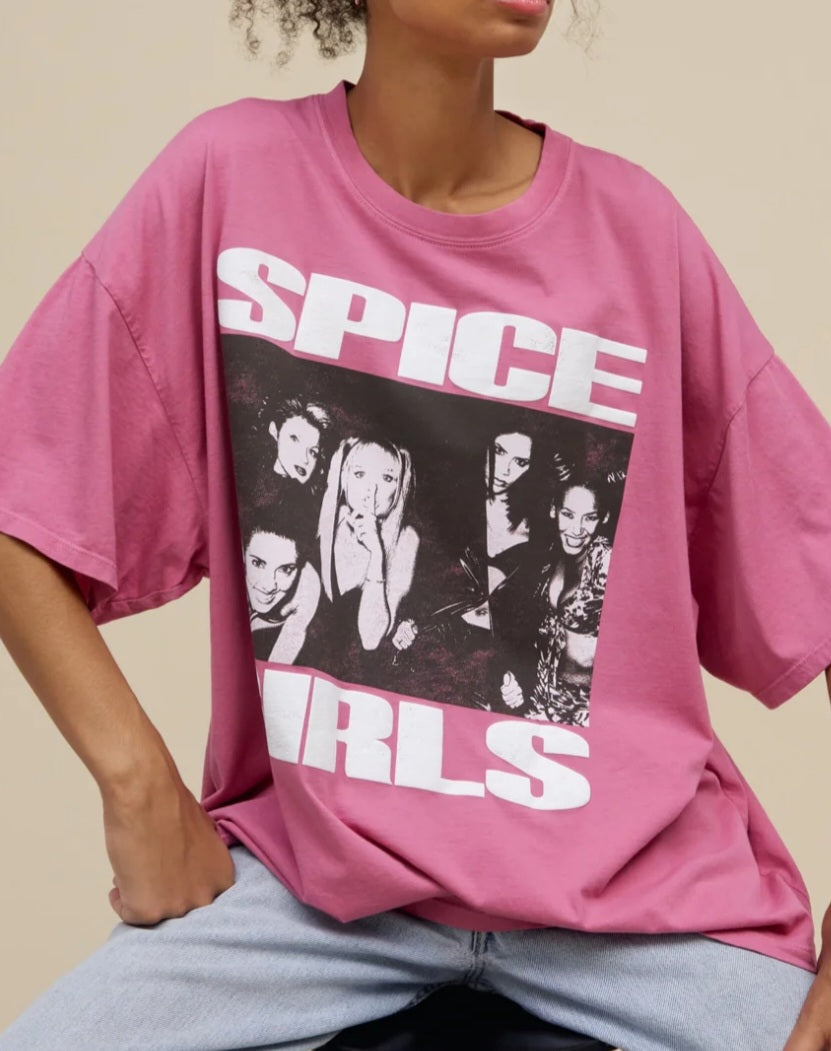 DAYDREAMER Spice Girls Photo OS Tee In Pink Taffy