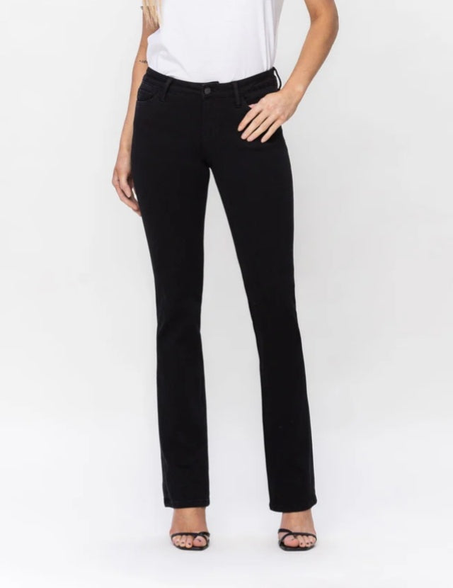 Mid Rise Bootcut Jeans In Black