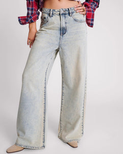 ONE TEASPOON Blue Dust Love Machines Super Wide Leg Jeans