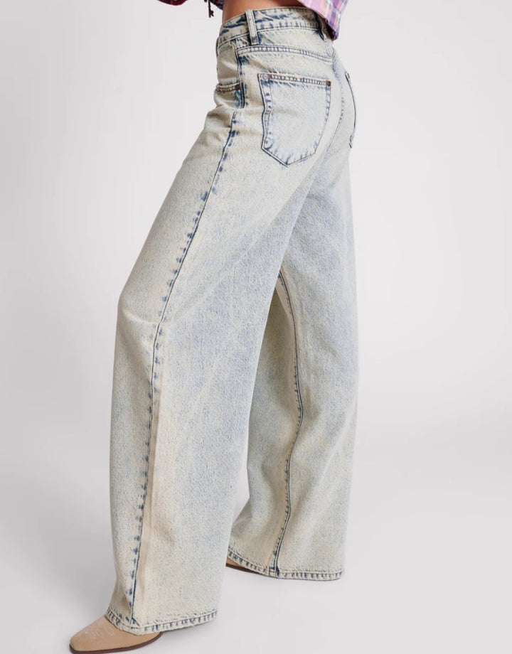 ONE TEASPOON Blue Dust Love Machines Super Wide Leg Jeans