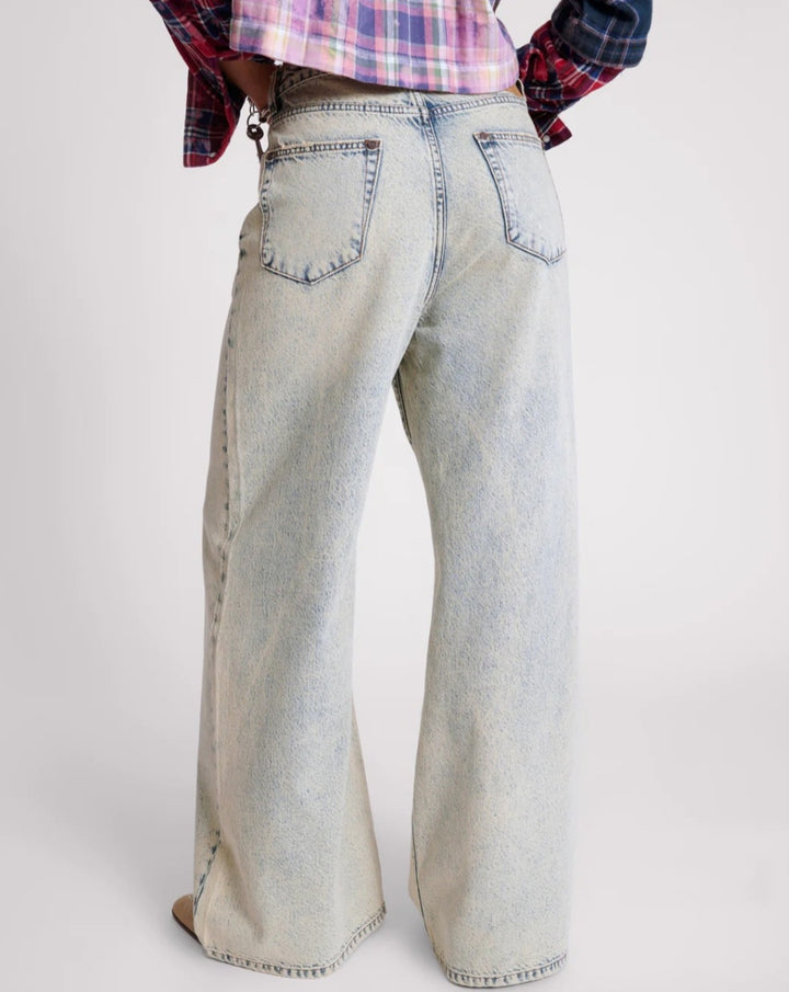 ONE TEASPOON Blue Dust Love Machines Super Wide Leg Jeans