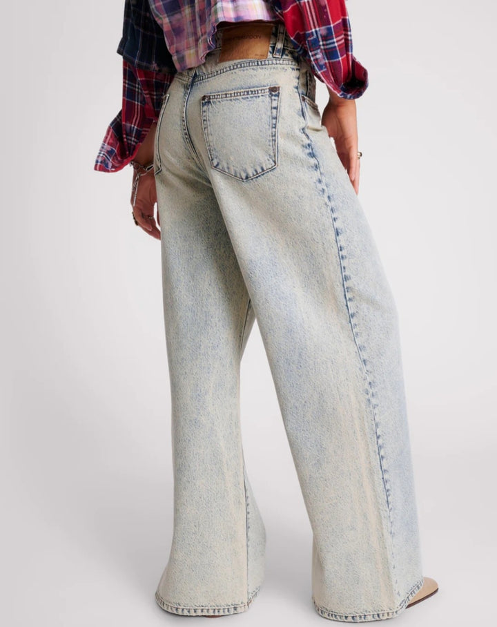 ONE TEASPOON Blue Dust Love Machines Super Wide Leg Jeans