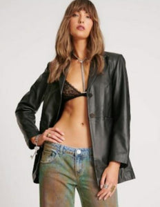 ONE TEASPOON Black Leather Blazer