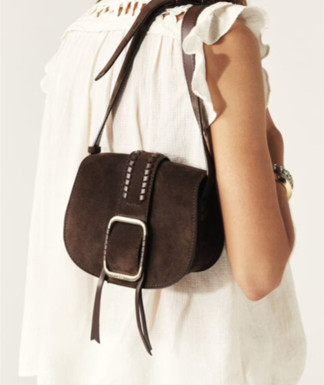 BA&SH Teddy Small Bag Dark Brown Suede Bag