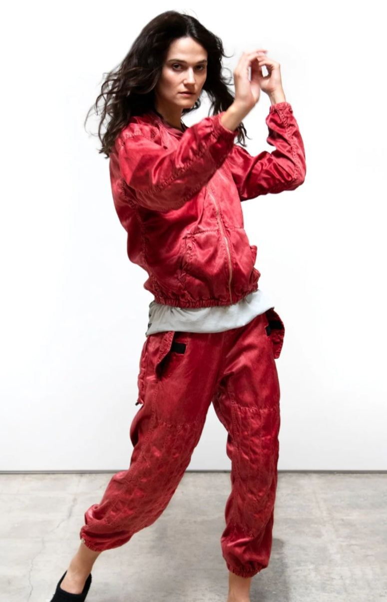 FREECITY FLAP/SNAP FREECITYLARGE MATTE/SATIN AIRJUMP PANT - RED PLANT