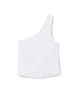 PWT Call Me One Shoulder Tank In White