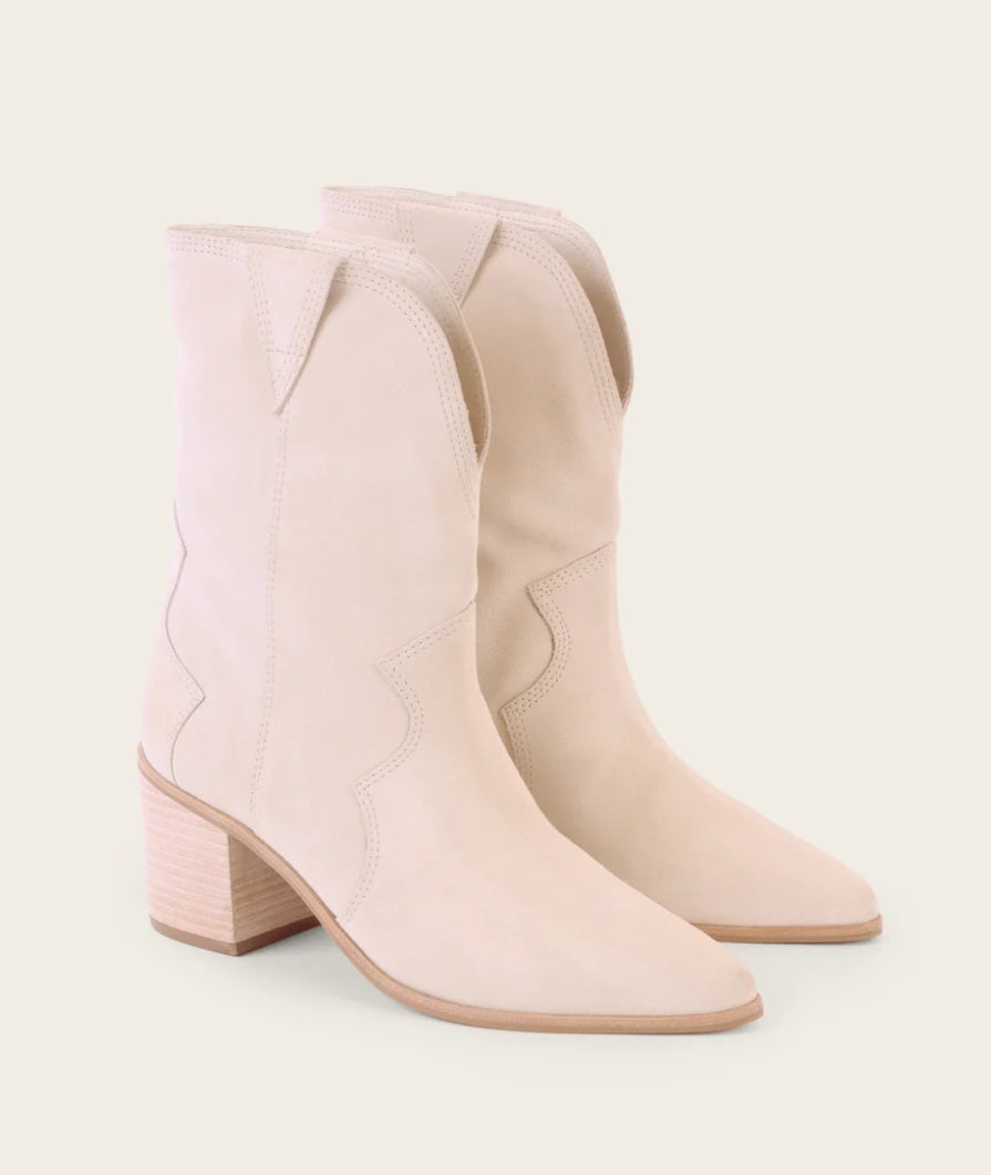 Kaanas Porto Cowboy Bootie W Stitching In Stone